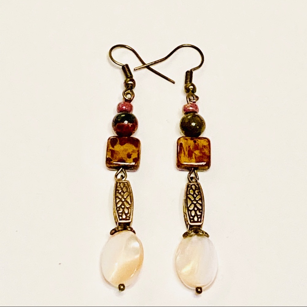 Natural Mother-of-Pearl Mixed-Media Earrings - Picture 6 of 9
